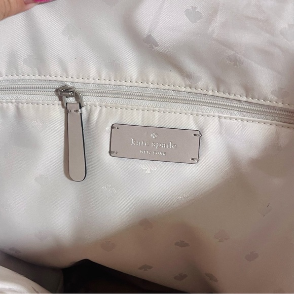 SOLD Kate Spade New York Cassy XL Leather Shopper Bow Tie Fab Lavender Gray Tote - Picture 13 of 15
